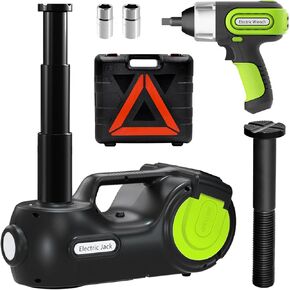 E-HEELP Electric Car Jack Kit 5Ton 12V Hydraulic Car Jack Lift (Lifting Range: 6.1~17.7 inch) with Electric Impact Wrench for SUV MPV Sedan Truck Change Tires Garage Repair