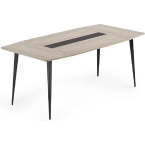 طاولة غرفة اجتماعات LITTLE TREE بطول 6 أقدام، مقاس 70.86 طولًا × 35.43 عرضًا × 29.52 ارتفاعًا، على شكل قارب، طاولة اجتماعات وندوات