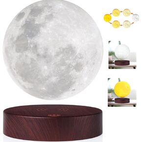 Vgazer Levitating Moon Lamp ، 16 لونًا 20 طرازًا مصباحًا قمرًا عائمًا ، عائمًا ودوران في الهواء بحرية مع ضوء قمر قمر قابل للتعديل للهدايا الفريدة ، ديكور الغرفة ، ألعاب مكتب مكتب المكتب