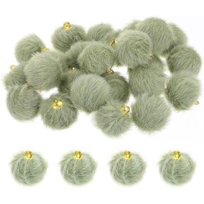 uxcell Pom Pom Charm, 24Pcs 15mm - Faux Fur Fluffy Pom Poms Pendants Balls, Pom Poms for DIY Crafts Jewelry Making Keychain Accessory (Bean Pink)