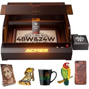 Laser Engraver-Desktop Diode 24W Output with Integrated Housing,Built-in Camera Module and Air Assist 48000mm/s,Laser Cutting and Engraving Machines for Wood/Acrylic/Metal