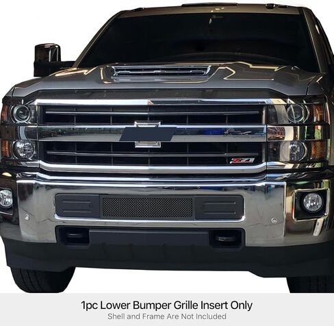 HD Ridez Compatible with Chevy Silverado 2500 HD 3500 HD 2015-2019 Lower Bumper Stainless Steel Chrome Polished 8x6 Horizontal Billet Grille Insert HDR-GRCA3680S in Saudi Arabia