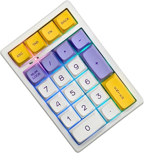 BOYI TD21 Hot Swappable Numpad,21 Keys Mini Numpad Portable Keypad Bluetooth 5.0/2.4GHz/Wired Number Pad Keyboard PBT Keycaps RGB Backlit Type-C Mini Keyboard(Black Transparent Keycaps) in Kuwait