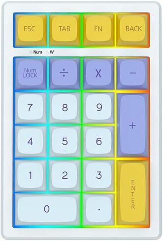 BOYI TD21 Hot Swappable Numpad,21 Keys Mini Numpad Portable Keypad Bluetooth 5.0/2.4GHz/Wired Number Pad Keyboard PBT Keycaps RGB Backlit Type-C Mini Keyboard(Black Transparent Keycaps) in Kuwait