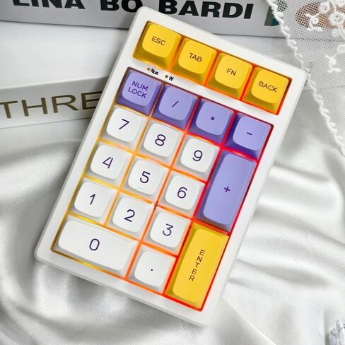 BOYI TD21 Hot Swappable Numpad,21 Keys Mini Numpad Portable Keypad Bluetooth 5.0/2.4GHz/Wired Number Pad Keyboard PBT Keycaps RGB Backlit Type-C Mini Keyboard(Black Transparent Keycaps) in Kuwait