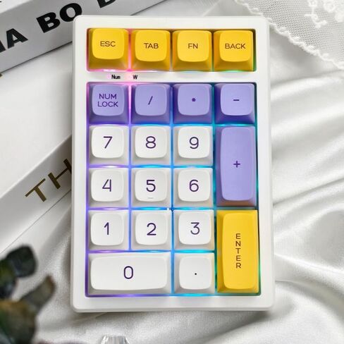 BOYI TD21 Hot Swappable Numpad,21 Keys Mini Numpad Portable Keypad Bluetooth 5.0/2.4GHz/Wired Number Pad Keyboard PBT Keycaps RGB Backlit Type-C Mini Keyboard(Black Transparent Keycaps) in Kuwait