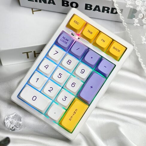 BOYI TD21 Hot Swappable Numpad,21 Keys Mini Numpad Portable Keypad Bluetooth 5.0/2.4GHz/Wired Number Pad Keyboard PBT Keycaps RGB Backlit Type-C Mini Keyboard(Black Transparent Keycaps) in Kuwait