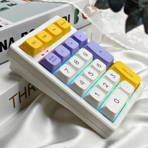 BOYI TD21 Hot Swappable Numpad,21 Keys Mini Numpad Portable Keypad Bluetooth 5.0/2.4GHz/Wired Number Pad Keyboard PBT Keycaps RGB Backlit Type-C Mini Keyboard(Black Transparent Keycaps) in Kuwait