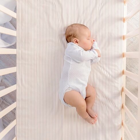 ملاءة سرير من القطن العضوي من Makemake Organics (مجموعة من 2) غطاء مرتبة سرير عضوي معتمد من GOTS يناسب شكل الساعة الرملية البيضاوي المستطيل - فائق النعومة وجيد التهوية (15 بوصة × 33 بوصة، منقط + قوس قزح) in Kuwait