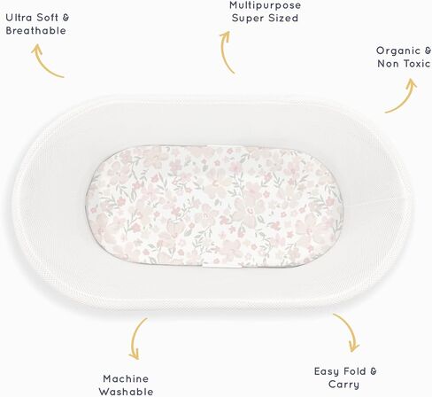 ملاءة سرير من القطن العضوي من Makemake Organics (مجموعة من 2) غطاء مرتبة سرير عضوي معتمد من GOTS يناسب شكل الساعة الرملية البيضاوي المستطيل - فائق النعومة وجيد التهوية (15 بوصة × 33 بوصة، منقط + قوس قزح) in Kuwait