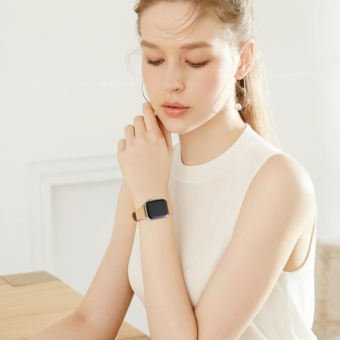 MNBVCXZ متوافق مع سوار ساعة Apple 38 مم 40 مم 41 مم 42 مم 44 مم 45 مم 49 مم النساء الرجال الفتيات الأولاد حزام بديل من الجلد الطبيعي لسلسلة iWatch 8 7 6 5 4 3 2 1 Ultra SE (الرمال الوردية/الذهب الوردي) in Kuwait