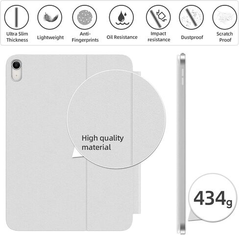 حافظة HOU ipad الجيل العاشر مع لوحة مفاتيح، حافظة لوحة مفاتيح ذكية، لوحة مفاتيح iPad الجيل العاشر، حافظة لوحة مفاتيح رفيعة للغاية لجهاز iPad الجيل العاشر 10.9 بوصة 2022، شحن مغناطيسي، بلوتوث in Kuwait