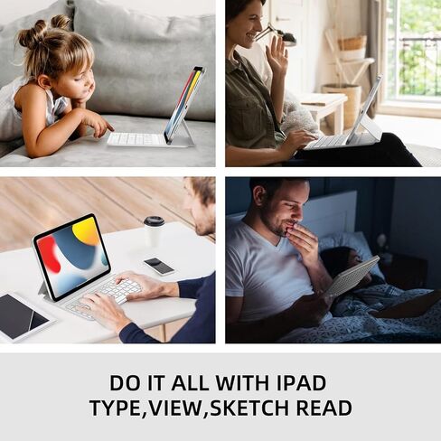 حافظة HOU ipad الجيل العاشر مع لوحة مفاتيح، حافظة لوحة مفاتيح ذكية، لوحة مفاتيح iPad الجيل العاشر، حافظة لوحة مفاتيح رفيعة للغاية لجهاز iPad الجيل العاشر 10.9 بوصة 2022، شحن مغناطيسي، بلوتوث in Kuwait
