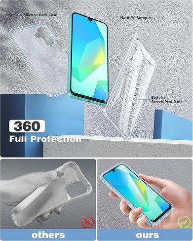 FNTCASE for Samsung Galaxy A14-5G Case: Clear Shockproof Protective Phone Case with Built-in Screen Protector - Slim Rugged Dual Layer Full Protection Transparent TPU Case Bumper Cover (Crystal Clear) in Kuwait