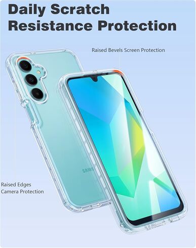FNTCASE for Samsung Galaxy A14-5G Case: Clear Shockproof Protective Phone Case with Built-in Screen Protector - Slim Rugged Dual Layer Full Protection Transparent TPU Case Bumper Cover (Crystal Clear) in Kuwait