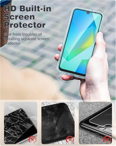 FNTCASE for Samsung Galaxy A14-5G Case: Clear Shockproof Protective Phone Case with Built-in Screen Protector - Slim Rugged Dual Layer Full Protection Transparent TPU Case Bumper Cover (Crystal Clear) in Kuwait