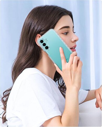 FNTCASE for Samsung Galaxy A14-5G Case: Clear Shockproof Protective Phone Case with Built-in Screen Protector - Slim Rugged Dual Layer Full Protection Transparent TPU Case Bumper Cover (Crystal Clear) in Kuwait
