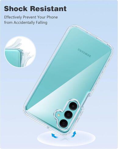FNTCASE for Samsung Galaxy A14-5G Case: Clear Shockproof Protective Phone Case with Built-in Screen Protector - Slim Rugged Dual Layer Full Protection Transparent TPU Case Bumper Cover (Crystal Clear) in Kuwait