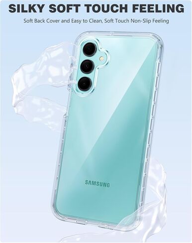 FNTCASE for Samsung Galaxy A14-5G Case: Clear Shockproof Protective Phone Case with Built-in Screen Protector - Slim Rugged Dual Layer Full Protection Transparent TPU Case Bumper Cover (Crystal Clear) in Kuwait