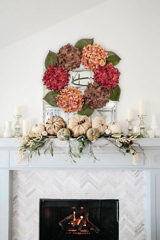 Briful الاصطناعي الكوبية إكليل 16 ½in الحرير الأبيض الكوبية فو اكليلا اكاليل وهمية واقعية للمنزل الباب الأمامي عباءة جدار مزرعة ديكور in Kuwait