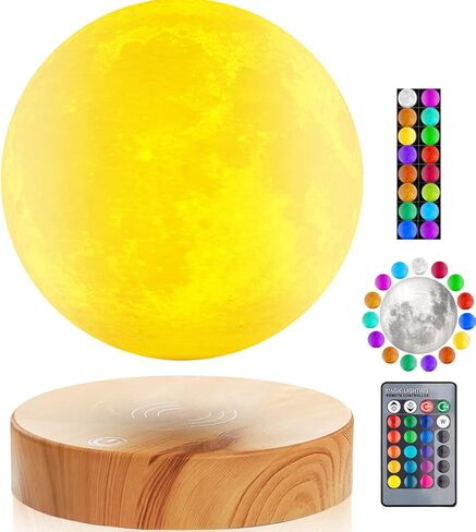 Vgazer Levitating Moon Lamp ، 16 لونًا 20 طرازًا مصباحًا قمرًا عائمًا ، عائمًا ودوران في الهواء بحرية مع ضوء قمر قمر قابل للتعديل للهدايا الفريدة ، ديكور الغرفة ، ألعاب مكتب مكتب المكتب in Kuwait
