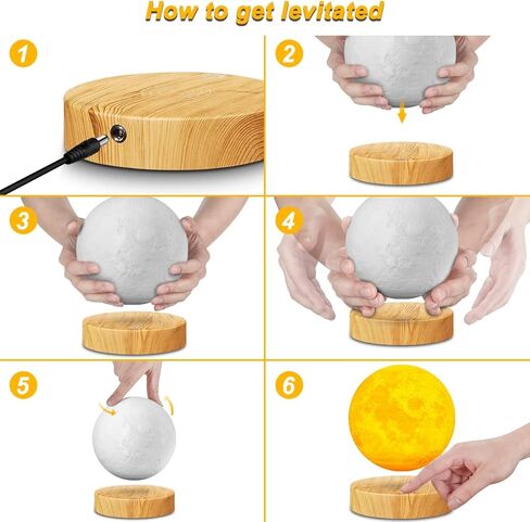 Vgazer Levitating Moon Lamp ، 16 لونًا 20 طرازًا مصباحًا قمرًا عائمًا ، عائمًا ودوران في الهواء بحرية مع ضوء قمر قمر قابل للتعديل للهدايا الفريدة ، ديكور الغرفة ، ألعاب مكتب مكتب المكتب in Kuwait