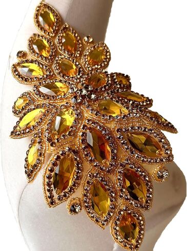 Iron on Rhinestone Applique Sparkling Rhinestone Beaded Belt Embellished for Party Costumes Green Color in Saudi Arabia
