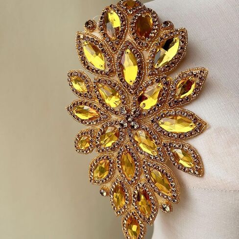 Iron on Rhinestone Applique Sparkling Rhinestone Beaded Belt Embellished for Party Costumes Green Color in Saudi Arabia