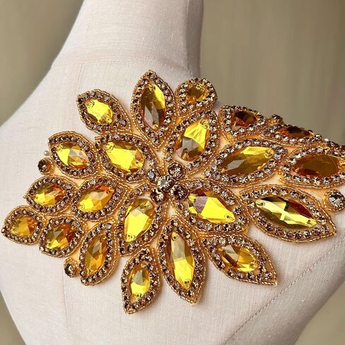 Iron on Rhinestone Applique Sparkling Rhinestone Beaded Belt Embellished for Party Costumes Green Color in Saudi Arabia