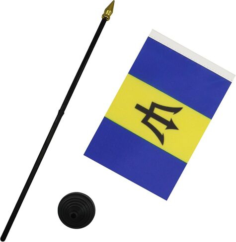 El Salvador Table Flag 4'' x 6'' - Salavadorian Desk Flag 15 x 10 cm - golden spear top - AZ FLAG in Kuwait