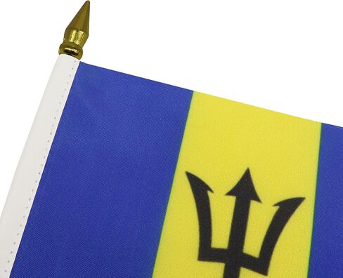 El Salvador Table Flag 4'' x 6'' - Salavadorian Desk Flag 15 x 10 cm - golden spear top - AZ FLAG in Kuwait