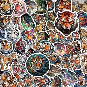100 Pack Tiger Stickers (Large Size), Tiger Graphic Decal Sticker for Laptop, Phone, Car, Water Bottle, Stickers for Adult and Tiger Lovers
