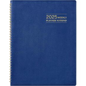2025 Planner - Weekly & Monthly Planner Notepad 2025, 11.38'' x 8.74'', JAN 2025 - DEC 2025, Appointment Book, 60 Minutes Intervals, Monthly Tabs, Sturdy Cover, Spiral Bound, Back Pockets - Black