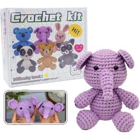 Kunwvlo Crochet Kit للمبتدئين ، والغزل السهل الذي لن ينفصل ، 12 نوعًا من مجموعات الحيوانات الكروشيه ، ومناسبة لجماعة الكروشيه للأطفال المبتدئين ومجموعة الكروشيه المبتدئين للبالغين. (الراكون)