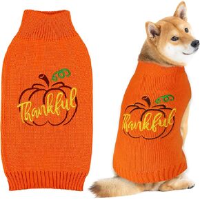 Dog Thanksgiving Sweater, Knitted Thanksgiving Fall Dog Sweater Dog Thanksgiving Outfit Clothes Holiday Dog Sweater for Small Medium Large Dogs Pets (Dark Brown, Medium)