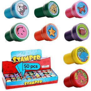 Assorted Stamps for Kids Self Inking Stamp Set of 100 pcs Small Ink Stamps Cute Hand Stampers for Crafting and Art Projects - Teacher Stamps Classroom Party Favors School Supplies Treasure Box Prizes