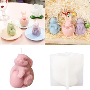 BOOWAN NICOLE Easter Egg & Bunny Candle Silicone Mold for Candle Making, Chocolate Mould for Easter Gift Party Home Decoration DIY (LZ0668-2)