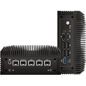 Fanless N100 Mini PC Micro Firewall Appliance, 4 * 2.5Gbe i225 LAN Ports Power Over Ethernet Mini Computer 16GB DDR4 RAM 512GB SATA SSD, USB-C/5*USB/SIM Slot/HD+DP/Home Network Pfsense Router
