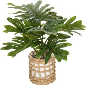 Briful Small Fake Plant 13" Artificial Fiddle Leaf Fig Plant Faux Ficus Lyrata Plant in White Ceramic Fake House Plant for Home Decor Indoor Table Office Bathroom Shelf