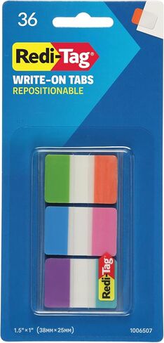Redi-Tag Write-On Tabs, Repositionable Tabs for Binders and Planners, Removable Pop Up Tags, 4 Vivid Colors, 0.625" x 1.5", 40 Per Pack (1006510) in Kuwait