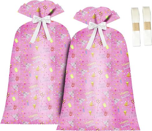BB Science 1Pack Lager Extra Hight Hift Bag 56 "× 36" ، حقيبة هدايا Jumbo للهدايا الكبيرة الهدايا الكبيرة التي تعرض أطفال دراجة دراجة جيدة ، عيد ميلاد ، حفلة ، حفل زفاف (وردي) in Saudi Arabia
