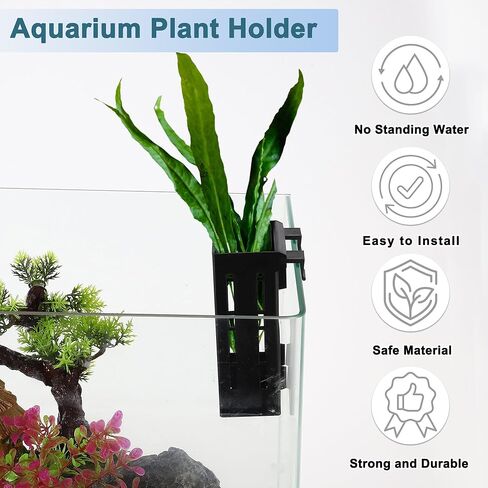 Aquarium Plant Holder, Fish Tank Plant Holder, Aquarium Plant Holder with Hooks and Suction Cups, Aquarium Plant Pots for Hanging Plants and Plant Cultivation, White, 1 Set in Kuwait