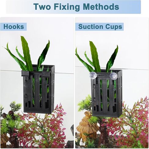Aquarium Plant Holder, Fish Tank Plant Holder, Aquarium Plant Holder with Hooks and Suction Cups, Aquarium Plant Pots for Hanging Plants and Plant Cultivation, White, 1 Set in Kuwait
