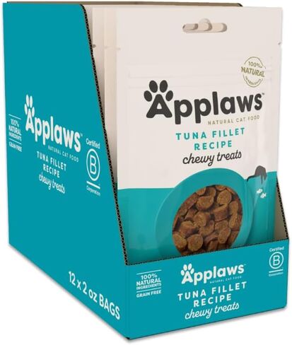 Applaws Natural Cat Treats, Limited Ingredient Chewy Cat Treats, High-Protein Cat Snacks, Healthy & Nutritious, Grain-Free, Single-Ingredient Cat Treats, Chewy Chicken Treats for Cats (12 x 1.0oz Bag) in Kuwait