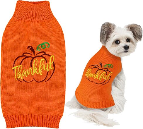 Dog Thanksgiving Sweater, Knitted Thanksgiving Fall Dog Sweater Dog Thanksgiving Outfit Clothes Holiday Dog Sweater for Small Medium Large Dogs Pets (Dark Brown, Medium) in Kuwait