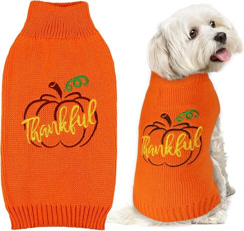 Dog Thanksgiving Sweater, Knitted Thanksgiving Fall Dog Sweater Dog Thanksgiving Outfit Clothes Holiday Dog Sweater for Small Medium Large Dogs Pets (Dark Brown, Medium) in Kuwait