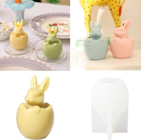 Boowan Nicole Easter Egg & Bunny Candle Silicone Mould لصنع الشموع ، قالب الشوكولاتة لزخارف هدايا عيد الفصح DIY (LZ0668-2) in Kuwait