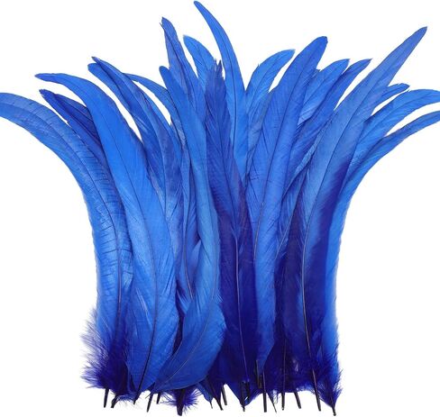 Yuxung 100 Pcs Halloween White Nature Rooster Tail Feathers 12-14 Inch Bulk Natural Long Rooster Tail Feathers for DIY Crafts Costume Mardi Gras Party Performances Carnival Decoration in Kuwait