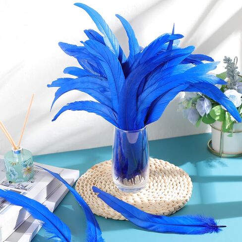 Yuxung 100 Pcs Halloween White Nature Rooster Tail Feathers 12-14 Inch Bulk Natural Long Rooster Tail Feathers for DIY Crafts Costume Mardi Gras Party Performances Carnival Decoration in Kuwait