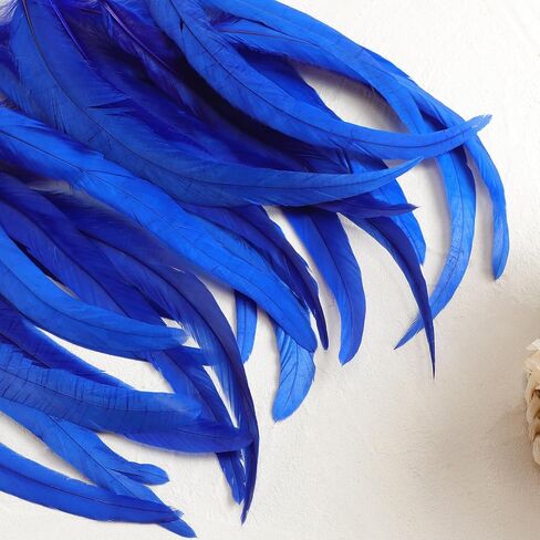 Yuxung 100 Pcs Halloween White Nature Rooster Tail Feathers 12-14 Inch Bulk Natural Long Rooster Tail Feathers for DIY Crafts Costume Mardi Gras Party Performances Carnival Decoration in Kuwait